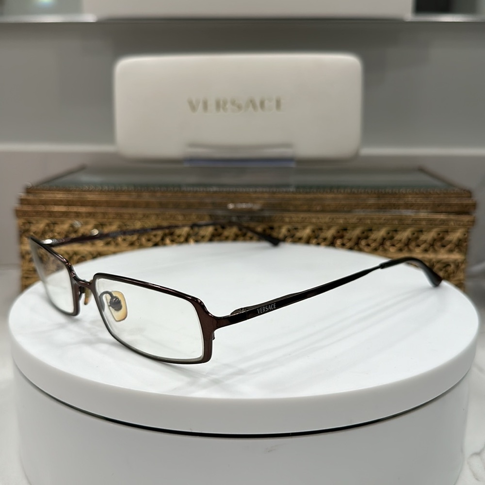 Versace - Rx - Copper-Toned Rectangular Eyeglass … - image 8